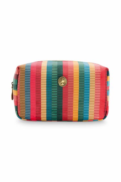 Cosmetic-bag-square-striped-velvet-multi-colour-small-jacquard-stripe-pip-studio-20x10x12-cm