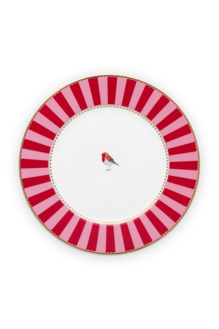 Gebaks-bordje-17-cm-rood-roze-gouden-details-love-birds-pip-studio