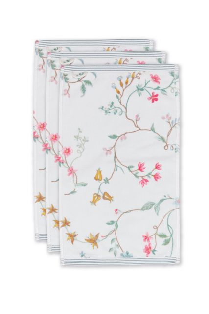 Guest-towel-set/3-floral-print-white-30x50-cm-pip-studio-les-fleurs-cotton