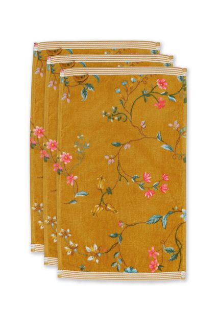 Guest-towel-set/3-floral-print-yellow-30x50-cm-pip-studio-les-fleurs-cotton
