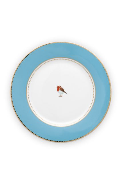 ontbijt-bord-love-birds-in-blauw-met-volgel-21-cm