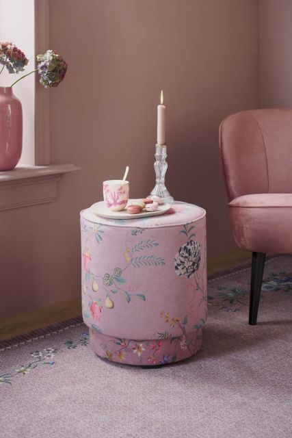 Kruk-poef-hoog-roze-fluweel-fleur-grandeur-pip-studio-45x40-cm