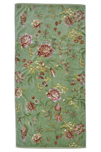 large-bath-towel-secret-garden-green-70x140cm-cotton-terry-velour-flowers-birds-pip-studio