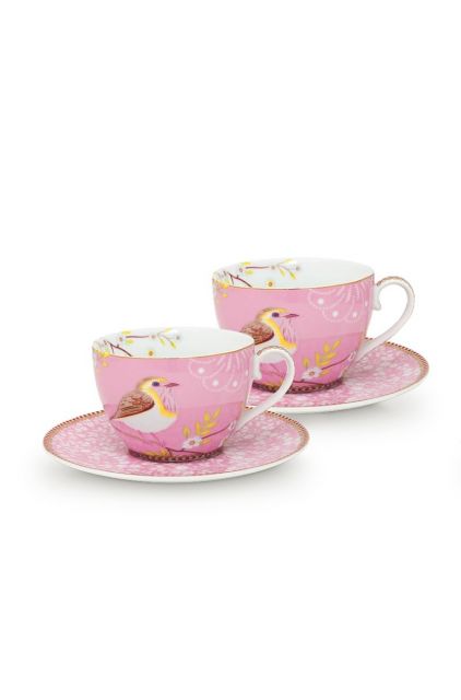 Early Bird Set of 2 Cups and Saucers Pink 