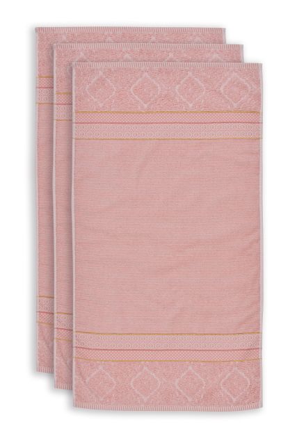 Handdoek-set/3-roze-55x100-soft-zellige-katoen