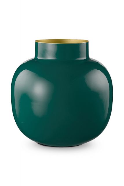 Vase-round-dark-green-metal-pip-studio-25-cm