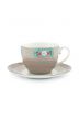 cappuccino-beker-&-schoteltje-khaki-botanische-print-blushing-birds-pip-studio-280-ml