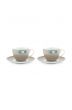 Blushing Birds Set of 2 Cappuccino Cups & Saucers Khaki