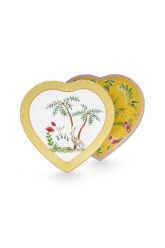 set-2-heart-shape-plates-la-majorelle-yellow-21.5-cm-bunny-palm-tree-floral-porcelain-pip-studio