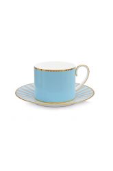 Cappuccino-set-4-tasse-und-undertasse-klein-125-ml-blau-khaki-goldene-details-love-birds-pip-studio