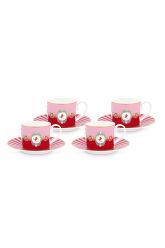 Cappuccino-set-4-cup-and-saucer-200-ml-pink-red-gold-details-love-birds-pip-studio-51.004.123