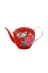 theepot-klein-rood-bloemen-vogels-print-blushing-birds-pip-studio-750-ml