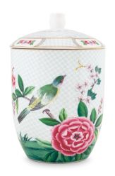 storage-jar-white-flower-bird-print-blushing-birds-pip-studio-300-ml