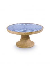 platter-wood-round-blue/white-details-pip-studio-kitchen-accessories-22x11-cm