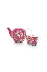 set-3-thee-set-groot-flower-festival-donker-roze-bloemen-print-mokken-theepot-350-ml-1,6-l-pip-studio