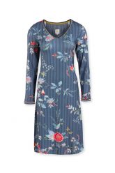 Night-dress-long-sleeves-floral-print-dark-blue-flower-festival-pip-studio-xs-s-m-l-xl-xxl