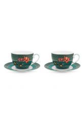 set-2-cappuccino-cup-and-saucer-winter-wonderland-made-of-porcelain-with-flowers
-in-green