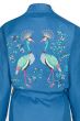 Kimono Flirting Birds Embroidery Blau Plus Size