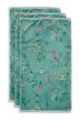 Handdoek-set/3-bloemen-print-groen-55x100-les-fleurs-katoen