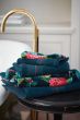 Handdoek-set/3-bloemen-print-donker-blauw-55x100-good-evening-katoen