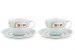 Blushing Birds Set/2 Cappuccino Cups & Saucers white