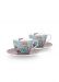 Flower Festival Set/2 Cappuccino Cup & Saucer Light Blue