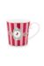 Love Birds Mug Small Stripes Red/Pink