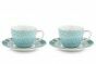 Blushing Birds Set of 2 Espresso Cups & Saucers blue