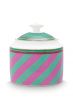 sugar-bowl-chique-stripes-pink-green-550ml-porcelain-pip-studio