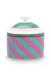 sugar-bowl-chique-stripes-pink-green-550ml-porcelain-pip-studio