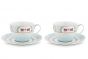 Blushing Birds Set/2 Cappuccino Cups & Saucers white