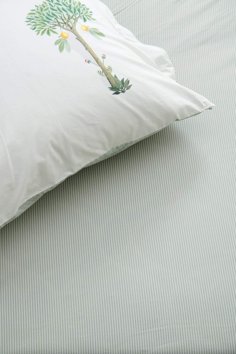 Color Relation Product Fitted Sheet Duo Stripe Green