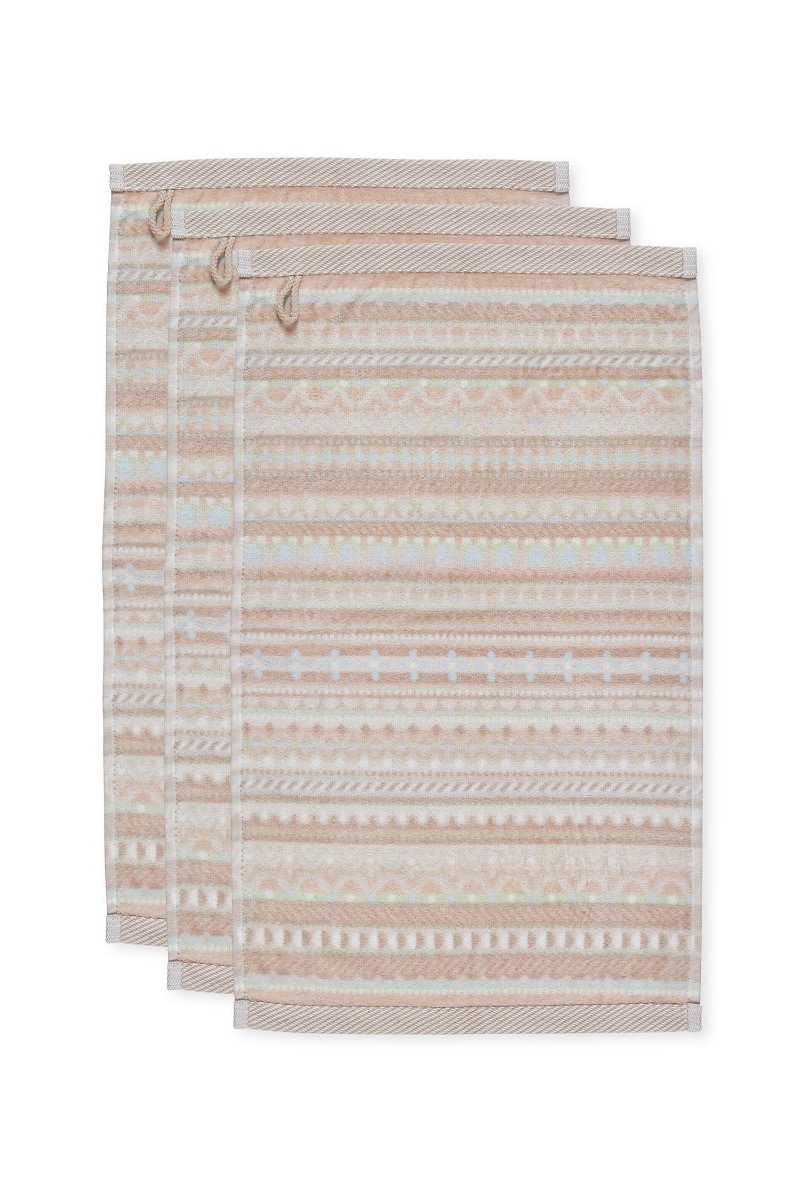 Pip Studio Gastendoek Set/3 Geometric Print Zand 30x50cm - Officiële Webshop