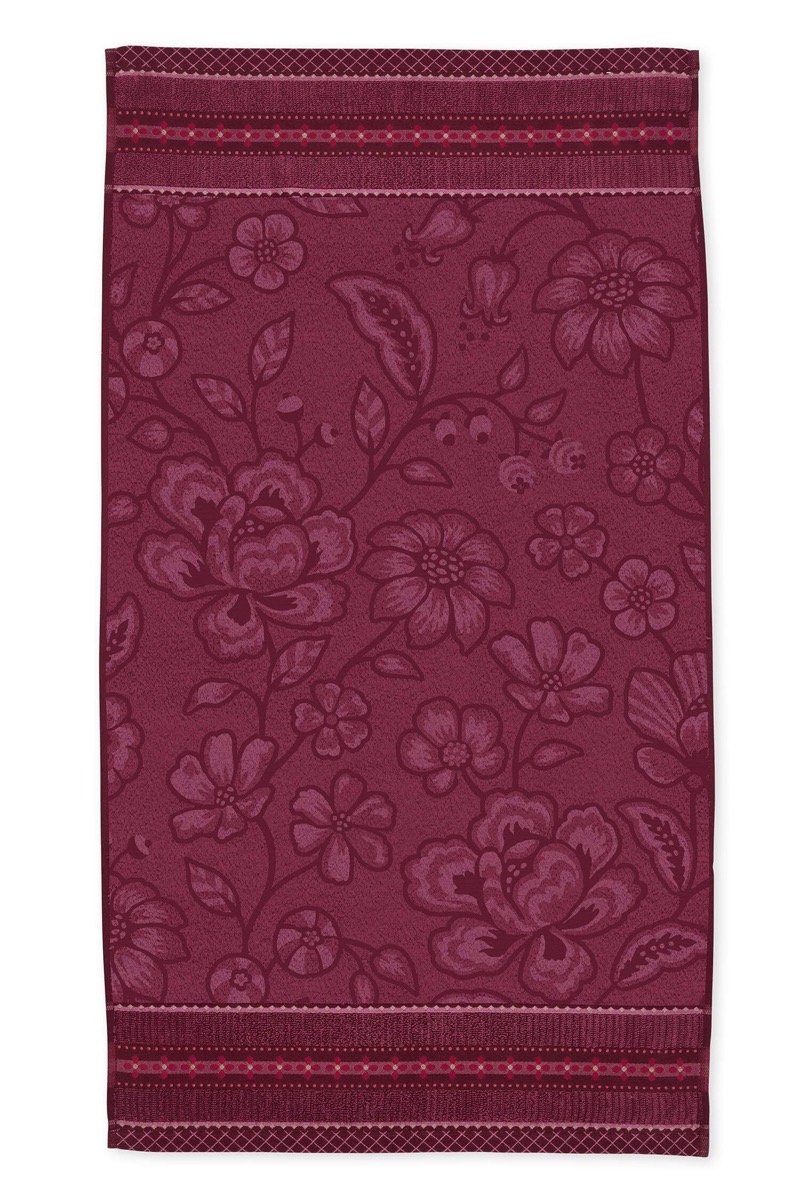 Pip Studio Badhanddoek Jasmin Jacquard Donkerroze 55x100cm - Officiële Webshop