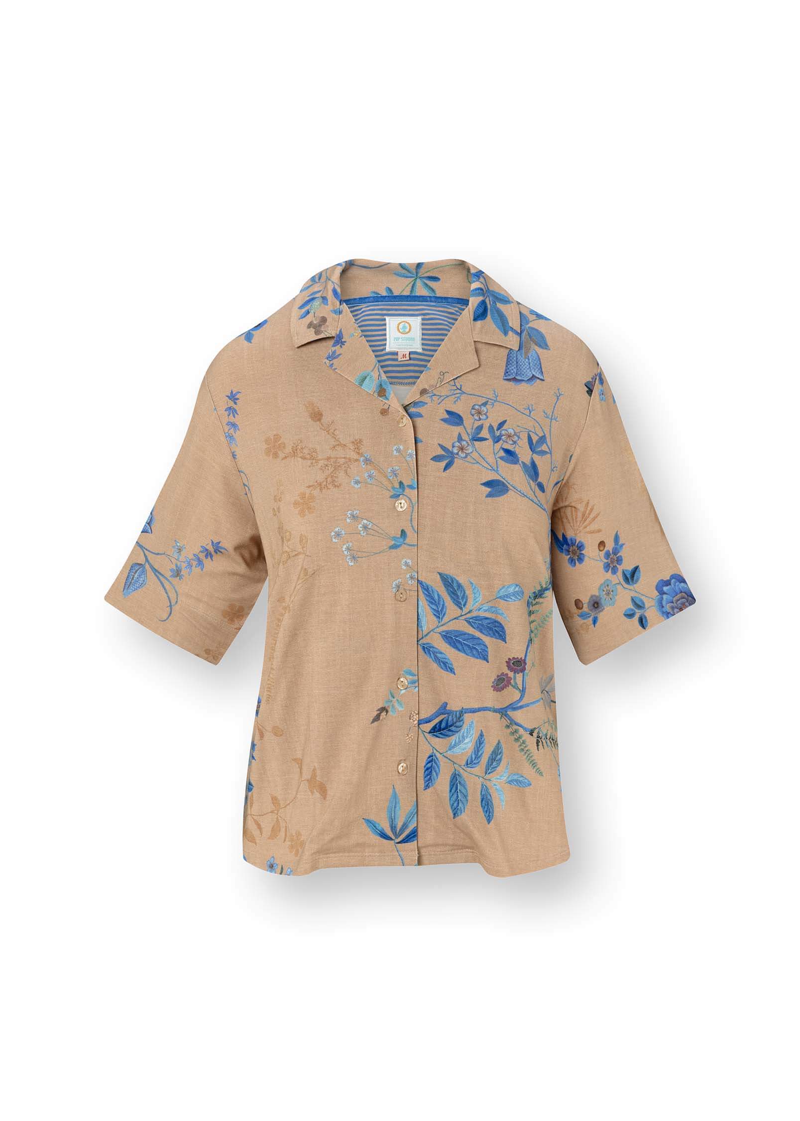 Pip Studio Flora Top Korte Mouw Marigold Blauw S - Officiële Webshop