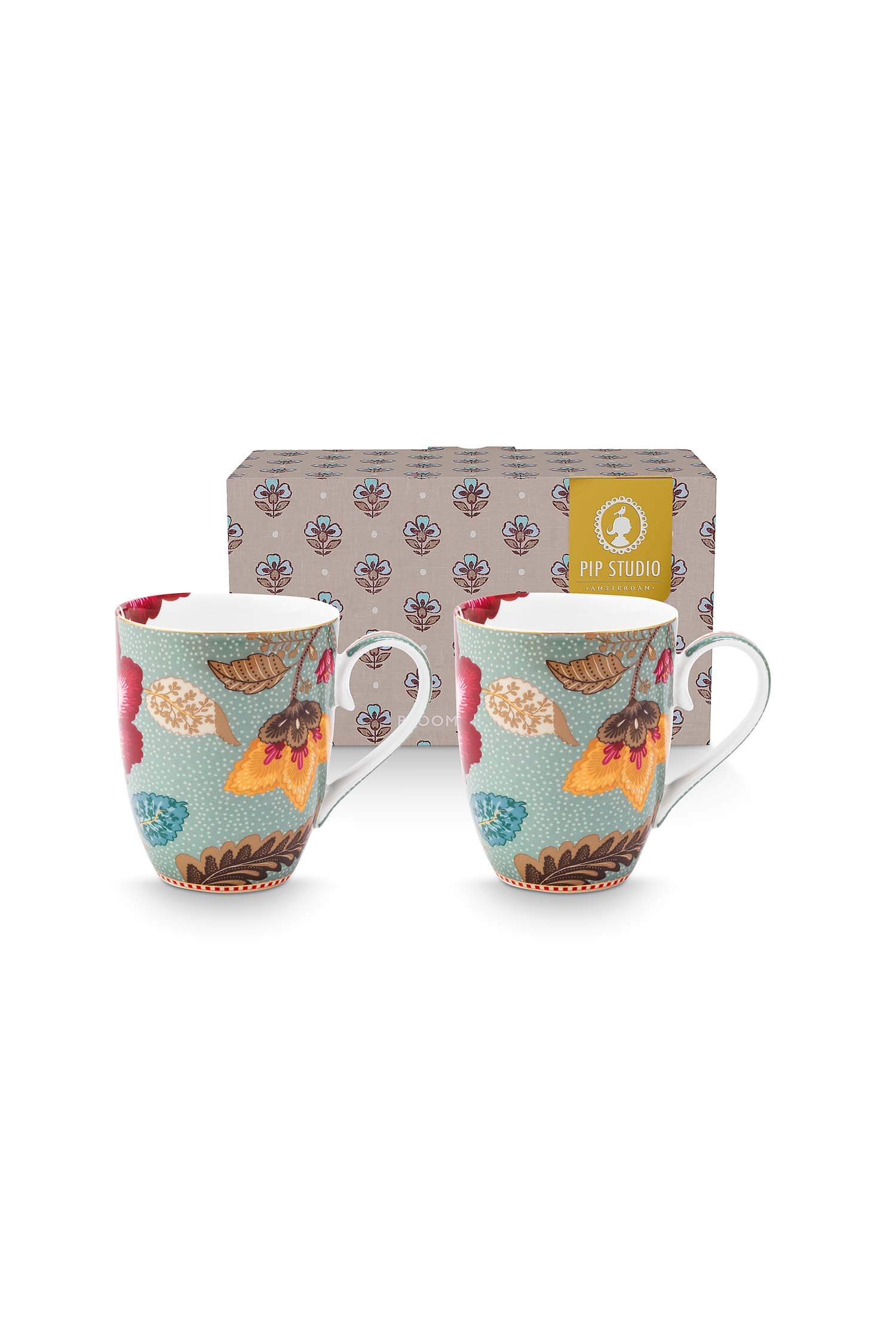 Pip Studio Set/2 Mokken Blooming Tales Fantasy Blauw 365ml - Officiële Webshop