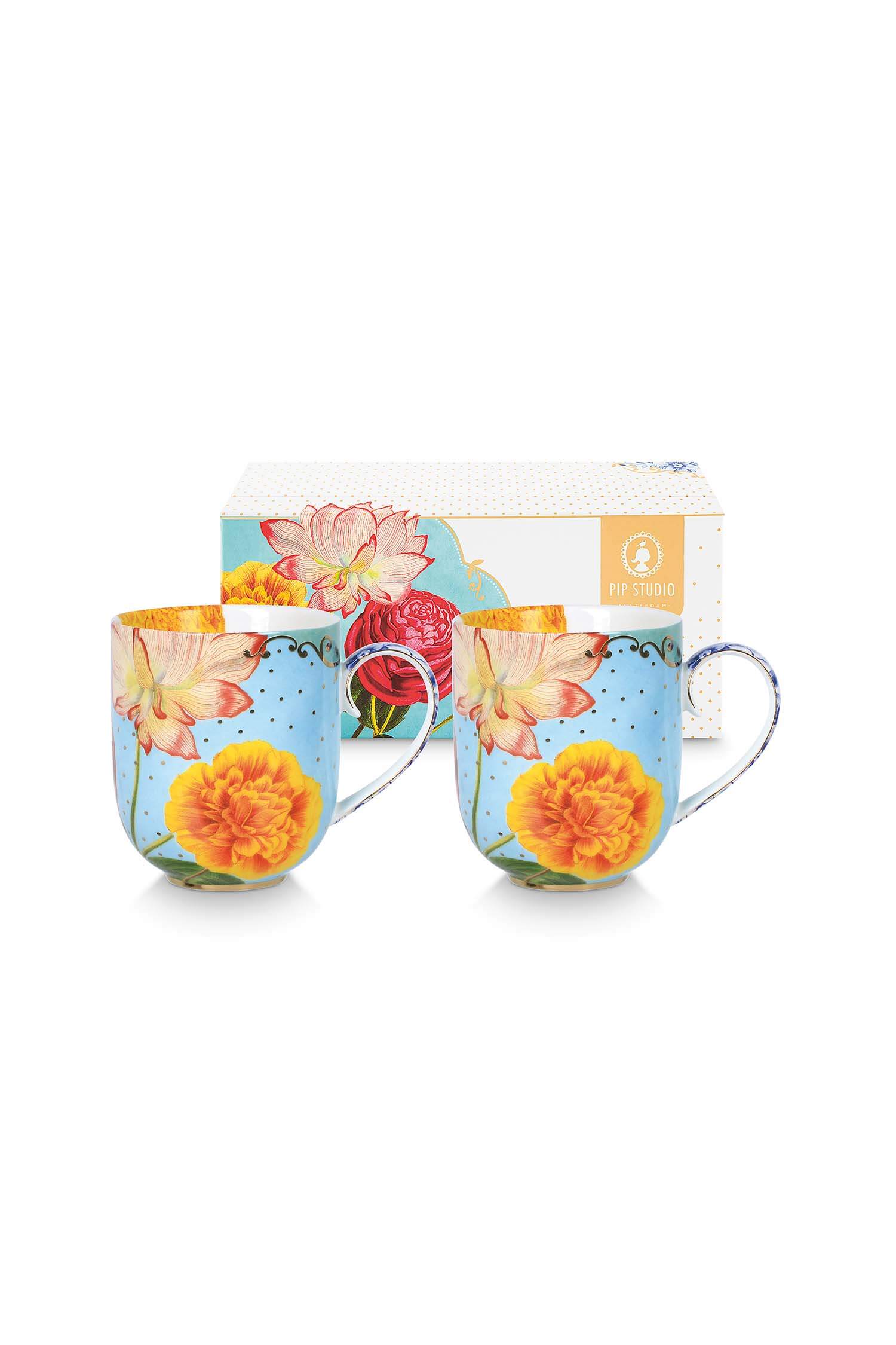 Pip Studio Set/2 Mokken Royal Flowers 325ml - Officiële Webshop