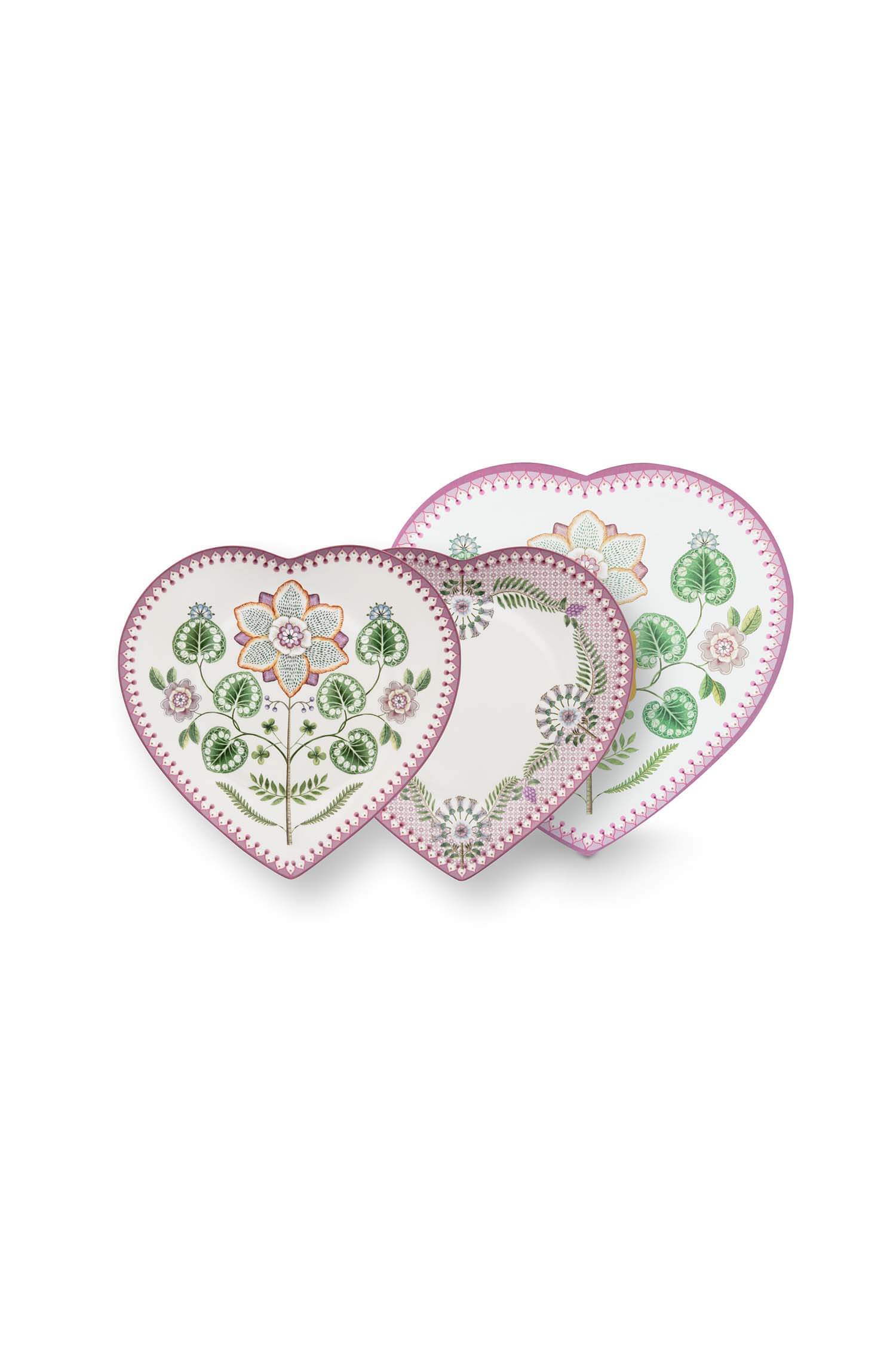 Pip Studio Set/2 Hartvormige Borden Lily&Lotus Lila 21.5cm - Officiële Webshop
