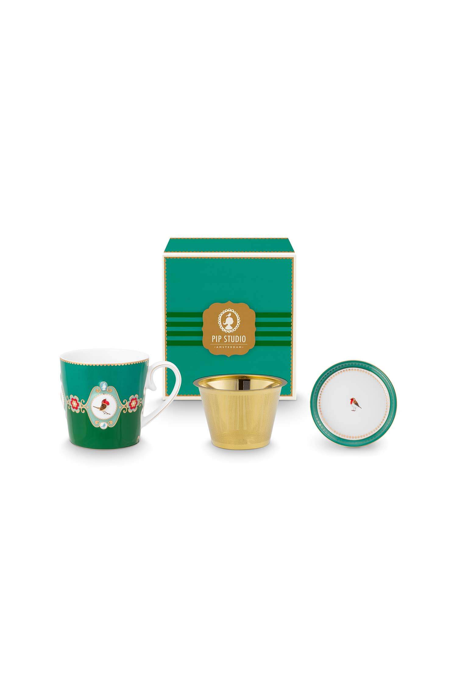 Pip Studio Tea for One Love Birds Medallion Emerald-Groen - Officiële Webshop