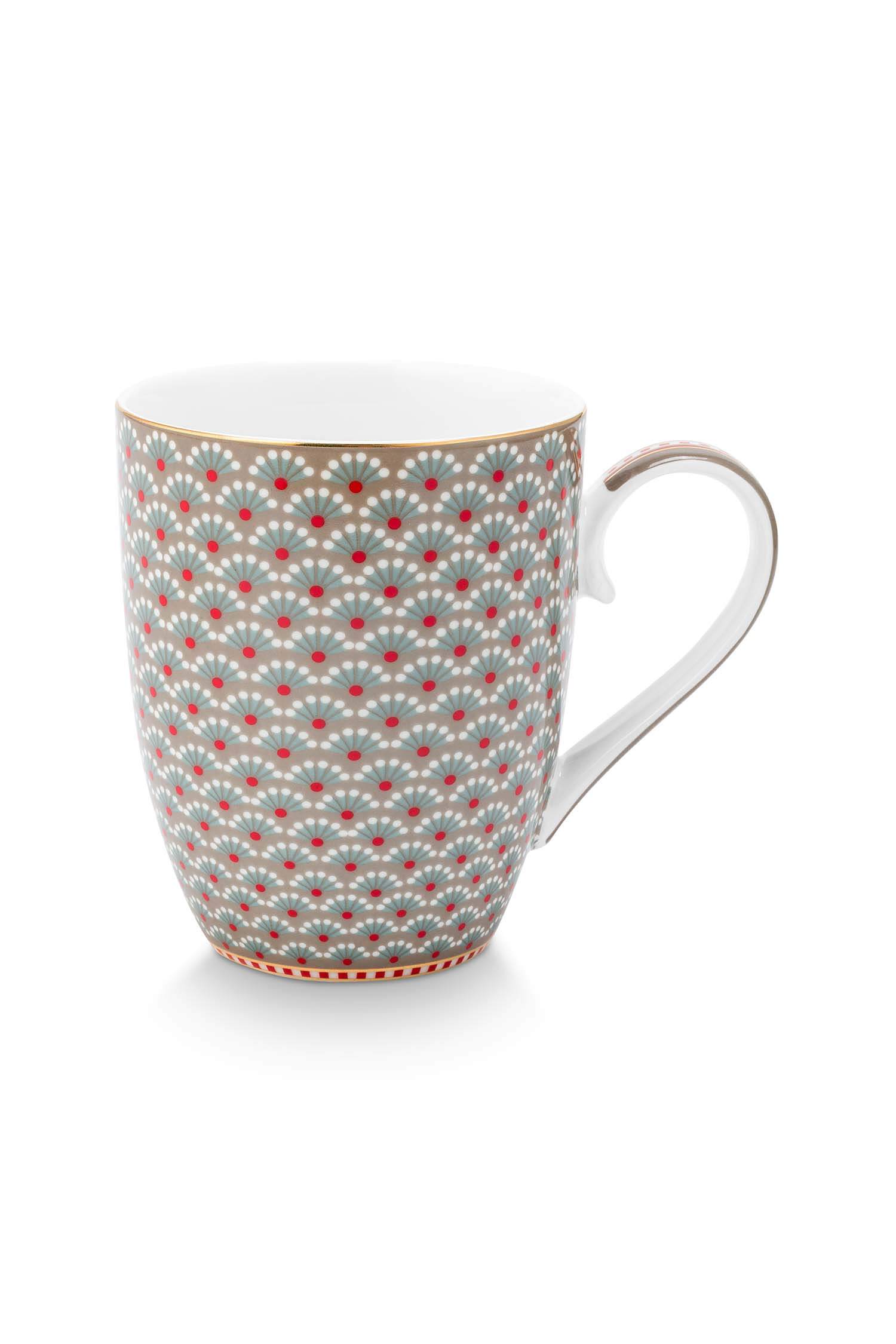 Pip Studio Mok Blooming Tales Khaki 350ml - Officiële Webshop