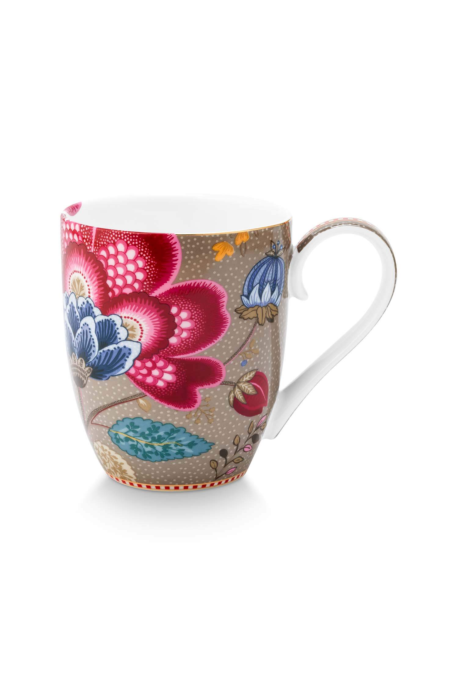 Pip Studio Mok Blooming Tales Fantasy Khaki 450ml - Officiële Webshop