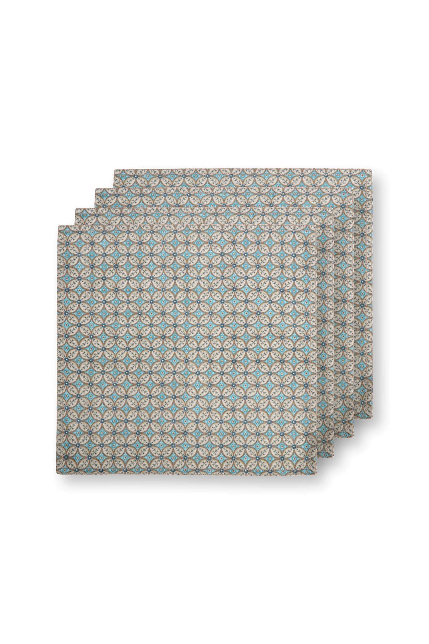 Pip Studio Set/4 Servetten Blooming Tales Bustani Khaki/Blauw - Officiële Webshop