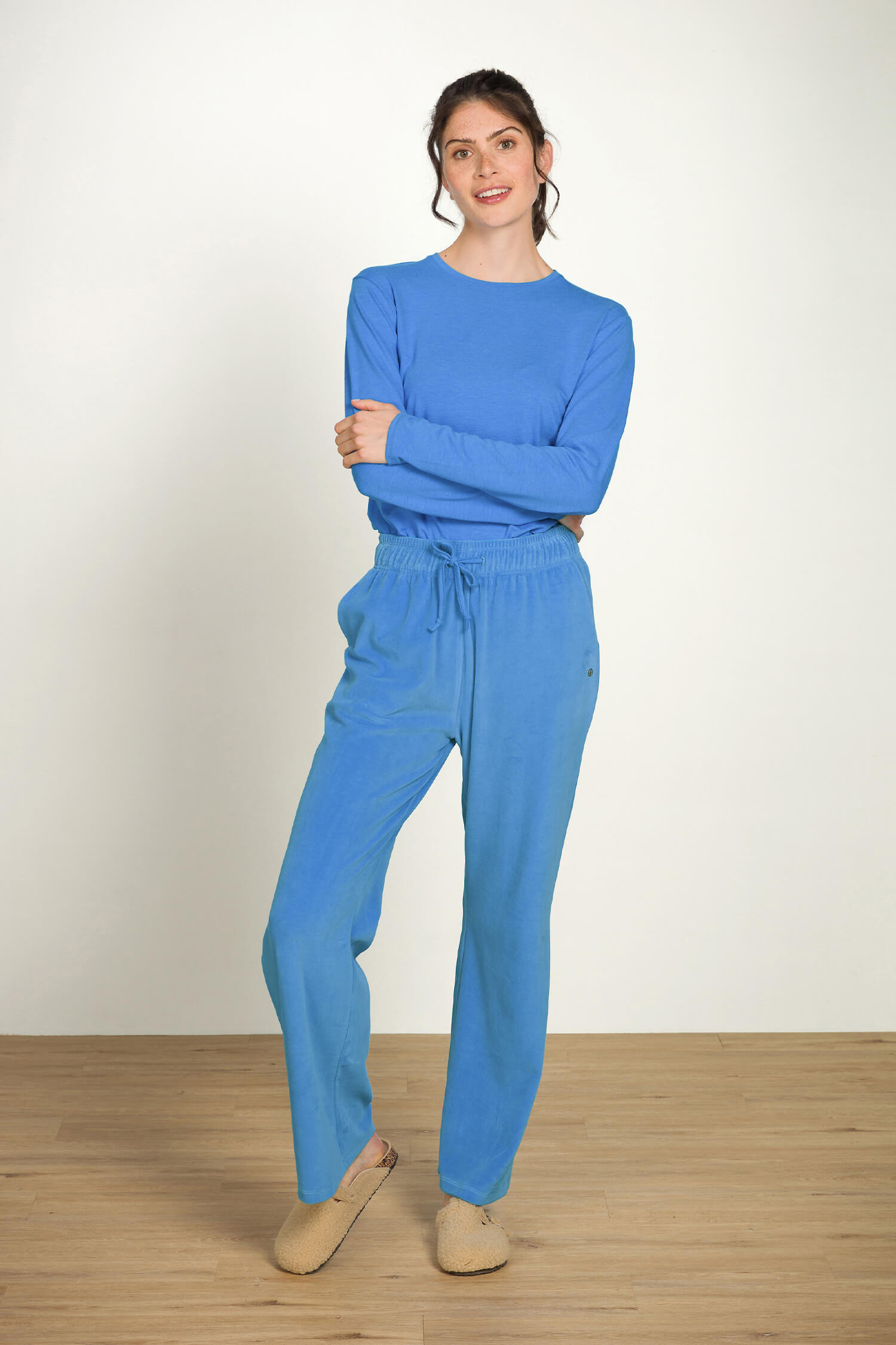 Pip Studio Britta Lange Broek Velvet Blauw XS - Officiële Webshop