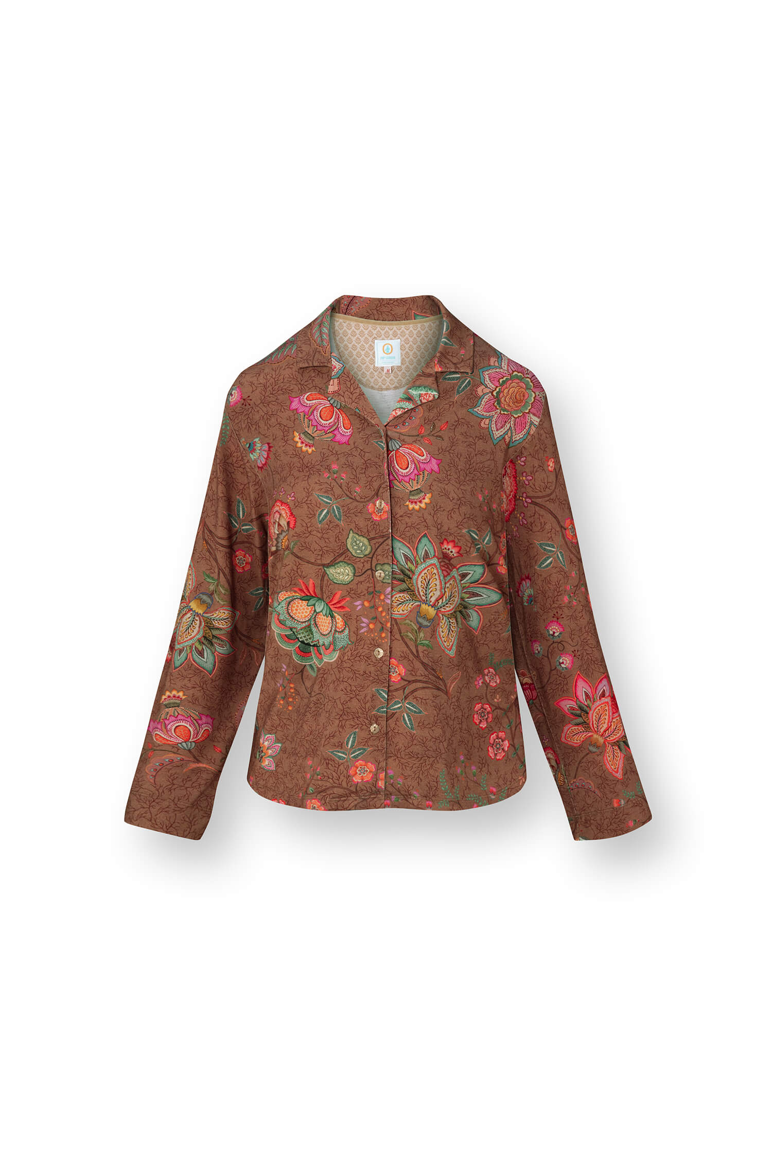 Pip Studio Faye Top Lange Mouw Mumbai Morning Bruin XL - Officiële Webshop