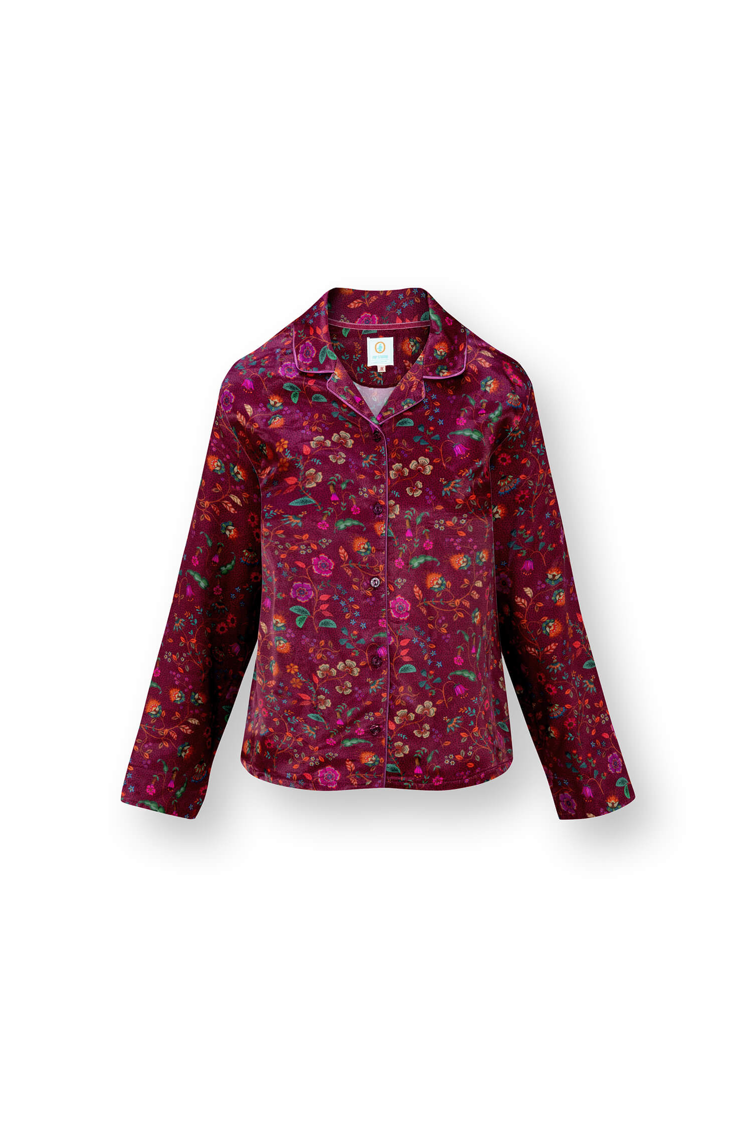 Pip Studio Faye Top Lange Mouw Flora Bangalore Donkerroze M - Officiële Webshop