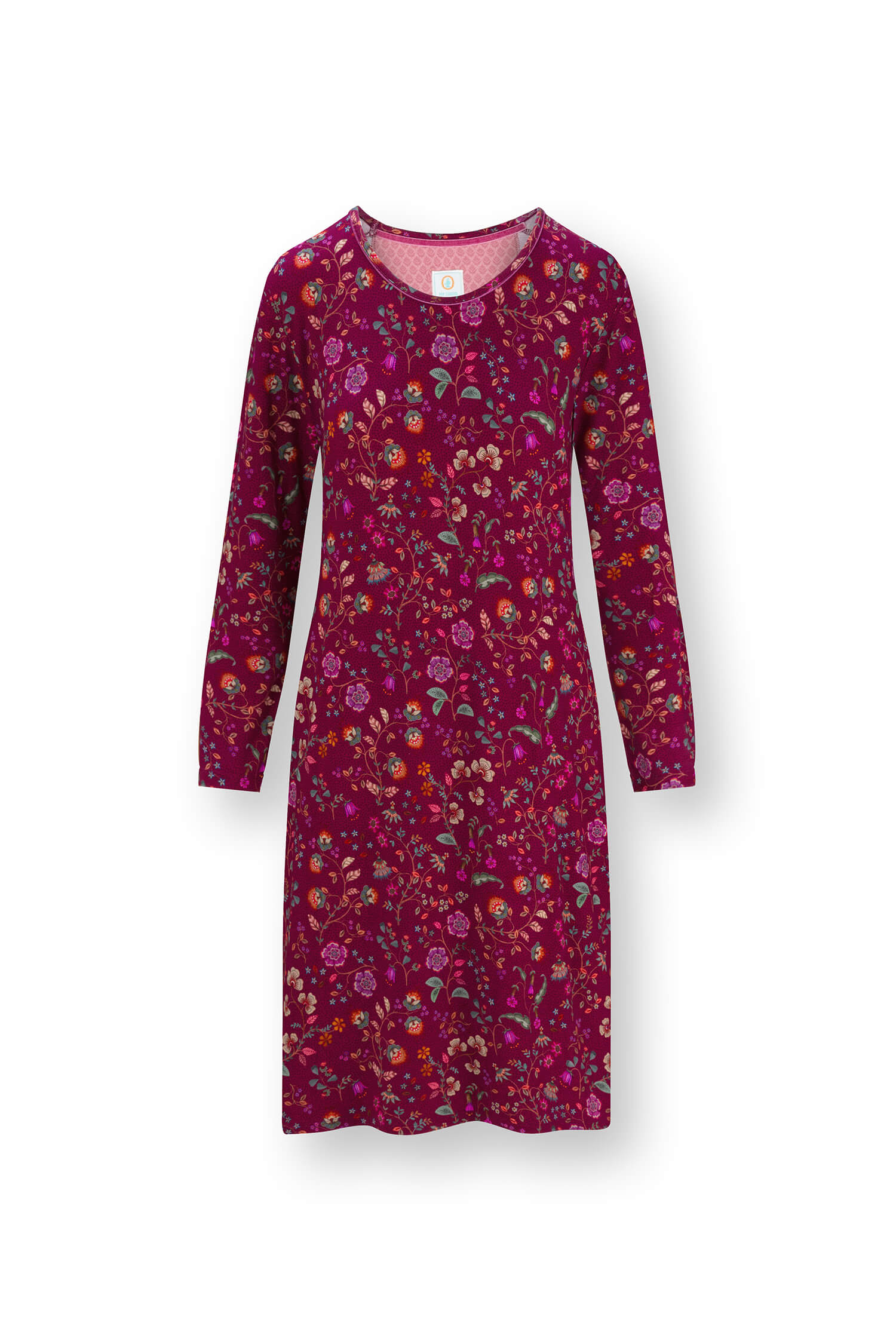 Pip Studio Destiny Nachthemd Lange Mouw Flora Bangalore Donkerroze XS - Officiële Webshop