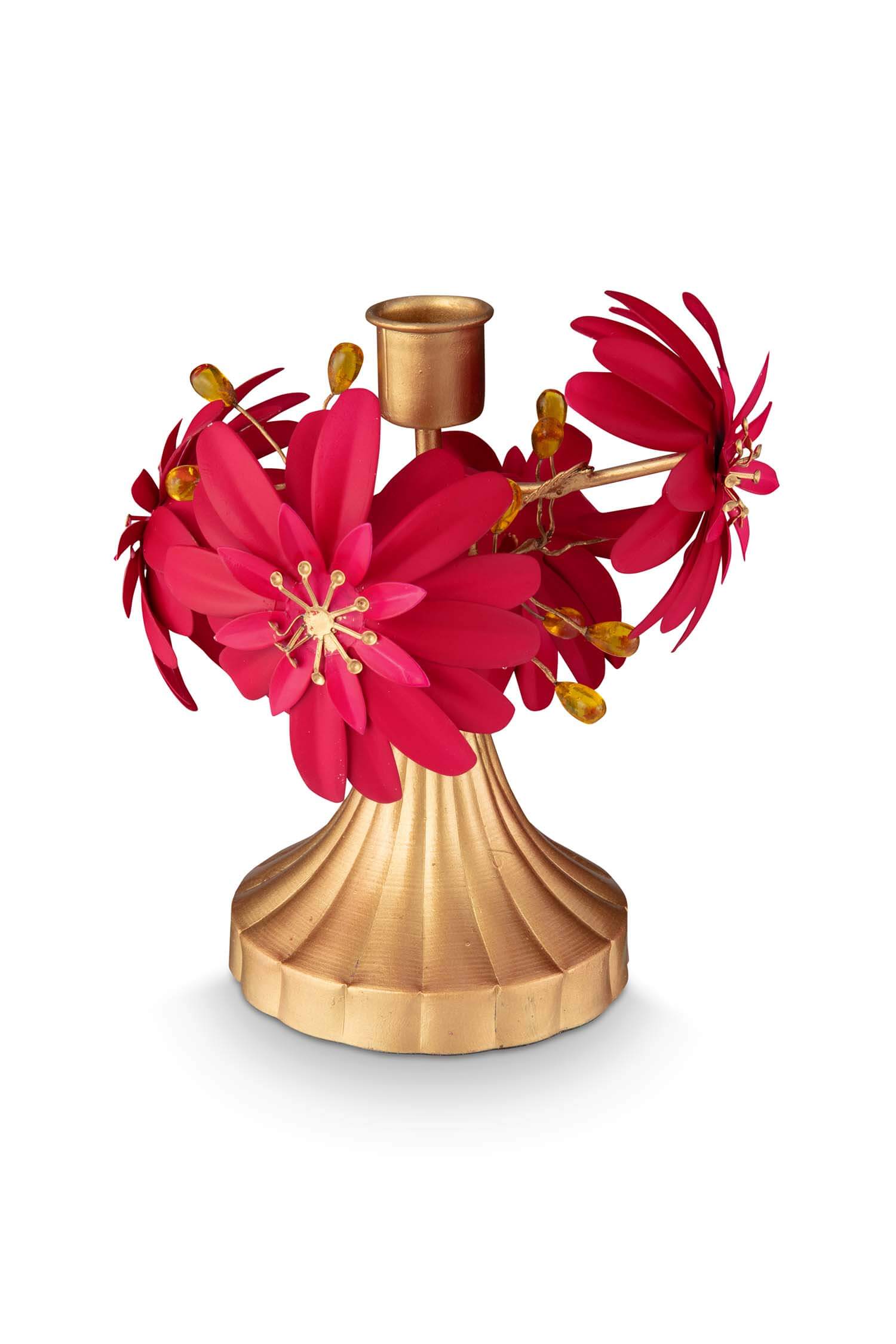 Pip Studio Kaarsenhouder Blooming Tales Metaal Rood 15cm - Officiële Webshop