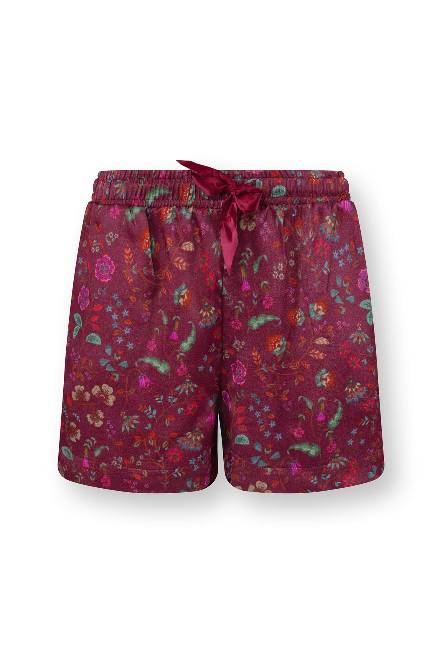 Pip Studio Bowie Korte Broek Flora Bangalore Donkerroze XL - Officiële Webshop