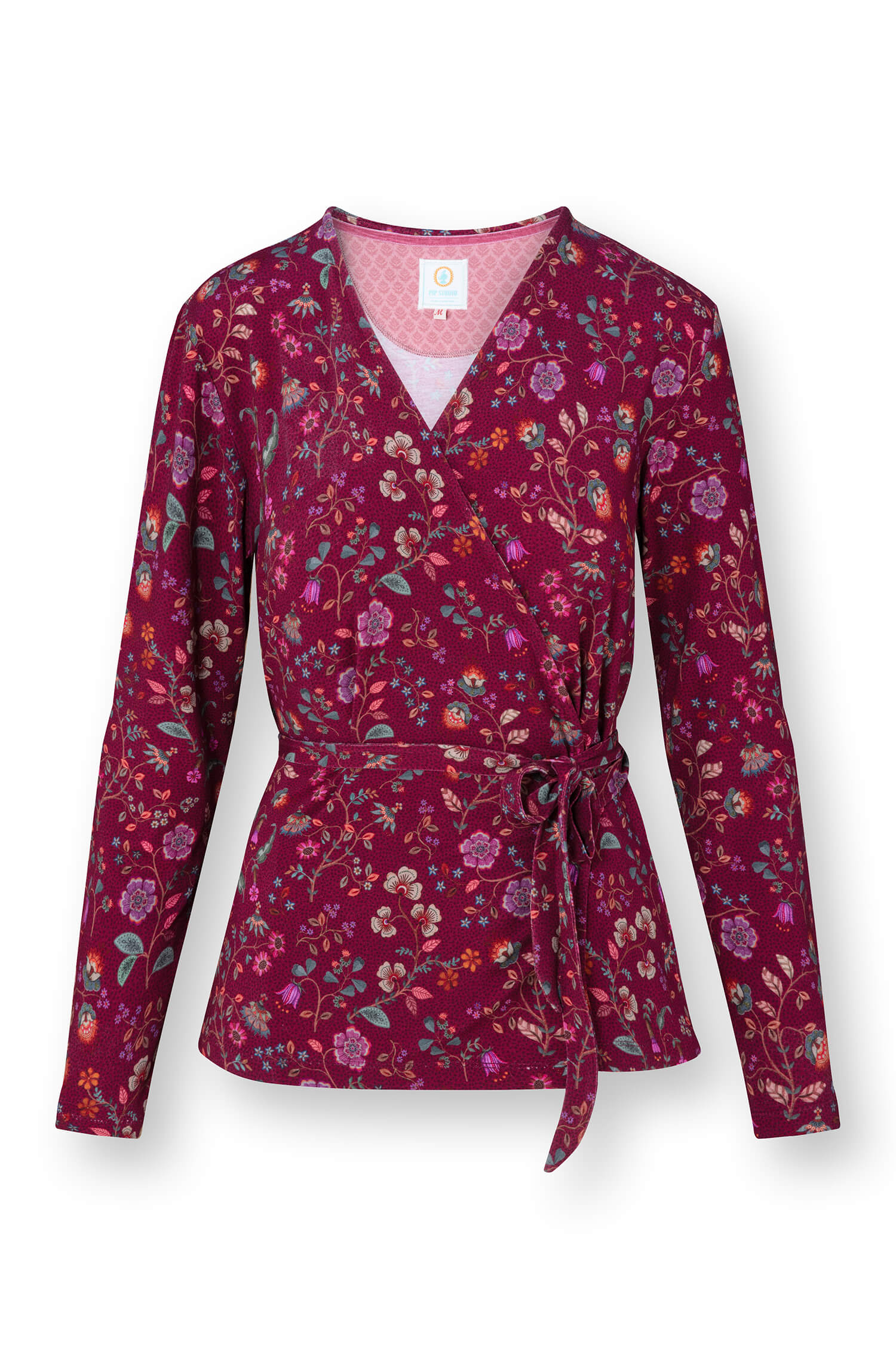 Pip Studio Teagan Vest Lange Mouw Flora Bangalore Donkerroze L - Officiële Webshop