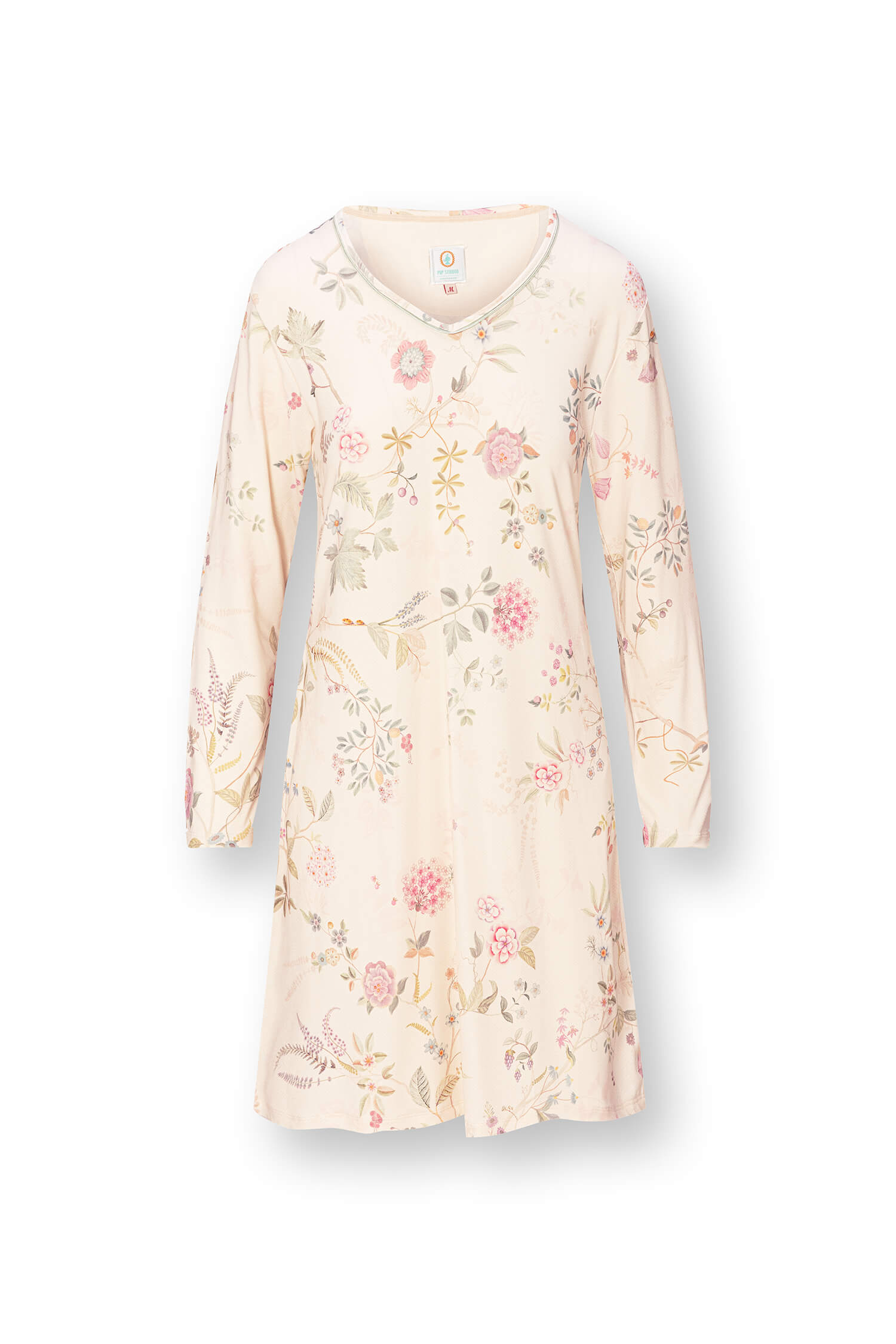 Pip Studio Dana Nachthemd Lange Mouw Bodhi Flower Gebroken Wit M - Officiële Webshop